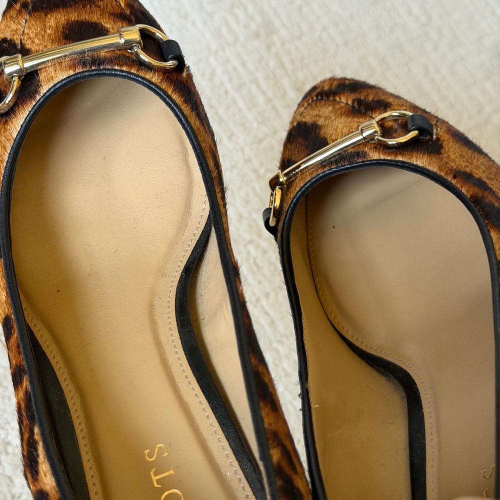 Talbots Leopard Print Pointed Toe Wedges with Gold Hardware - Picture 13 of 14